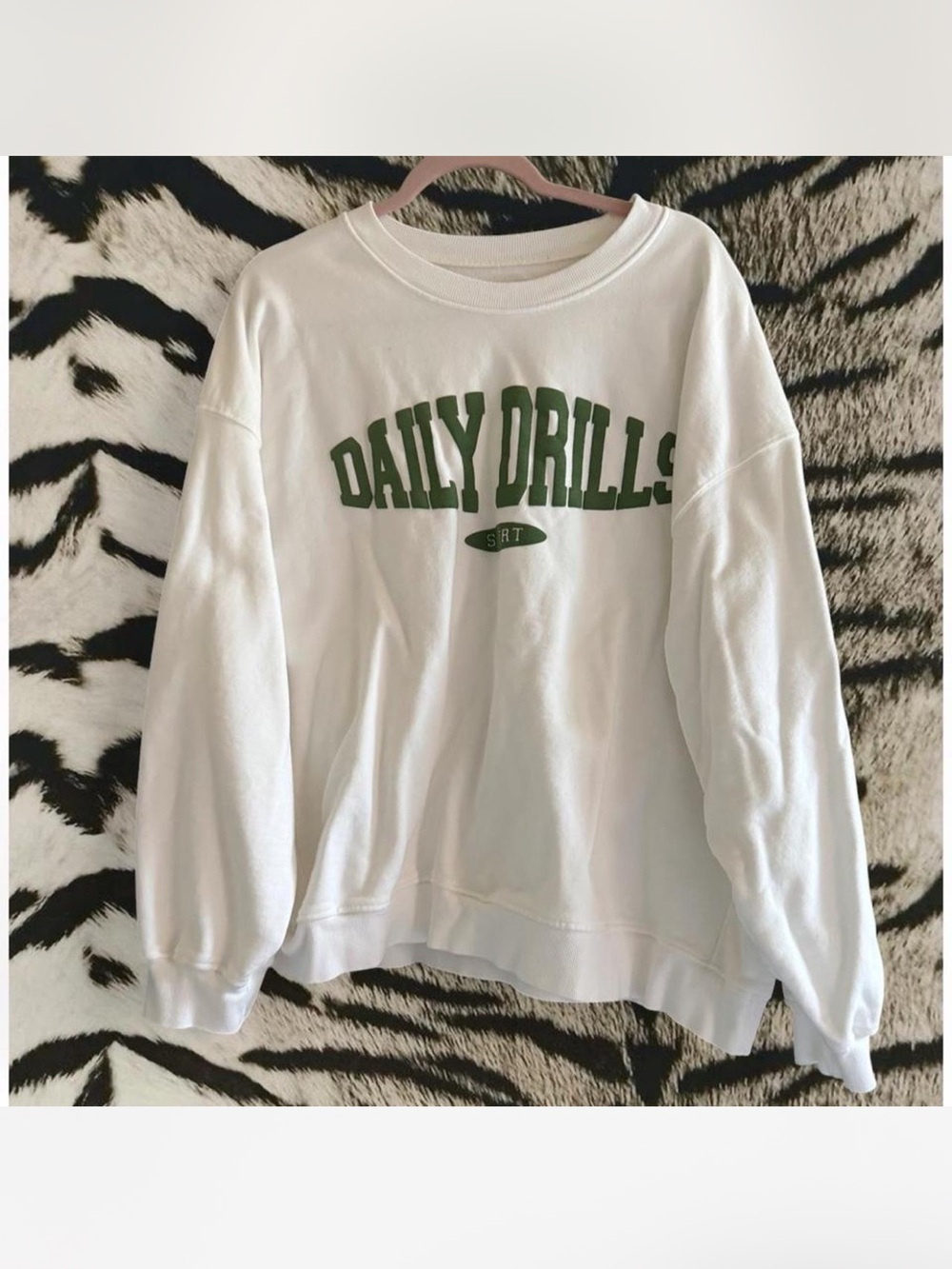 White "Daily Drills" Graphic Sweater - Women's Casual Pullover